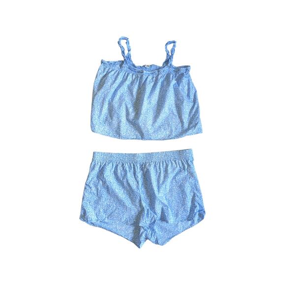 J. Crew Smocked Tank Pajama Set Soft Cornflower White Womens 2XL Sleepwear XXL - Picture 5 of 9